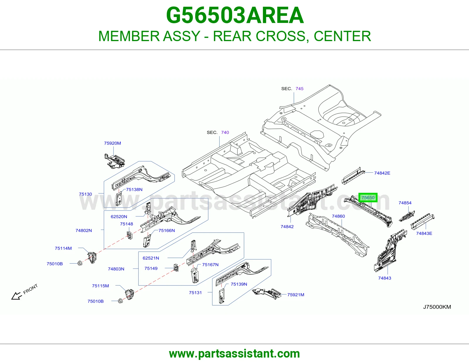 كمر جسر خلفي وسط كامل G56503AREA