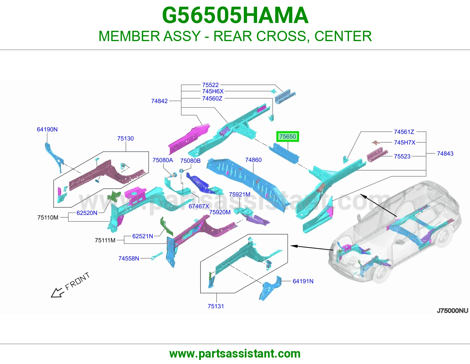 كمر جسر خلفي وسط كامل G56505HAMA