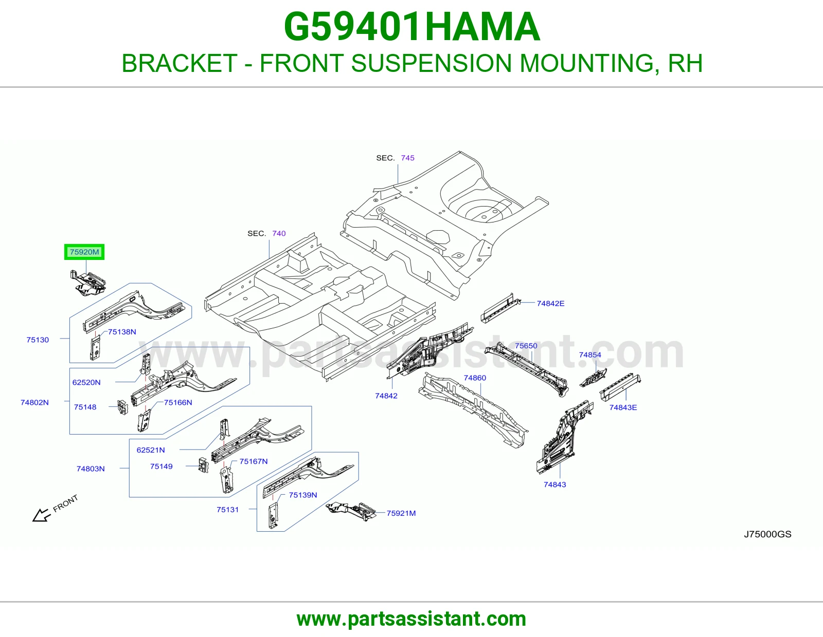 قاعدة عفشة أمامية يمين G59401HAMA