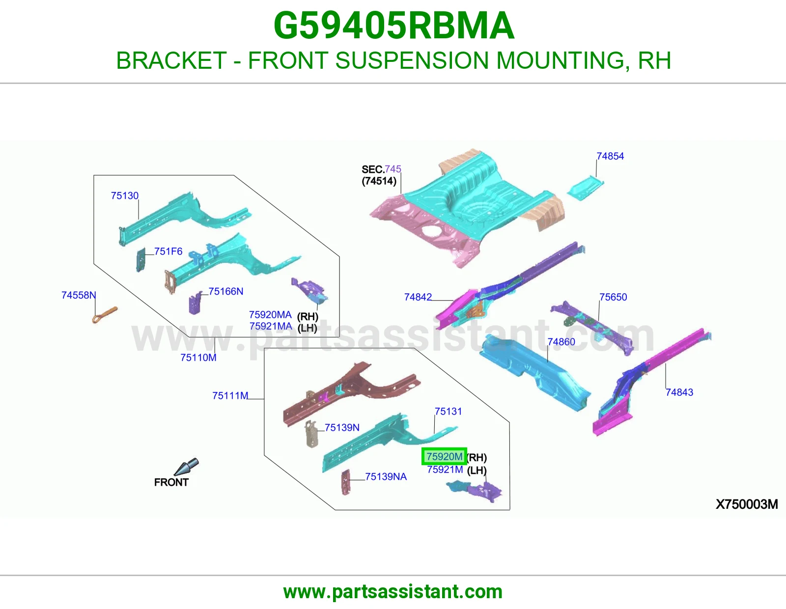 قاعدة عفشة أمامية يمين G59405RBMA