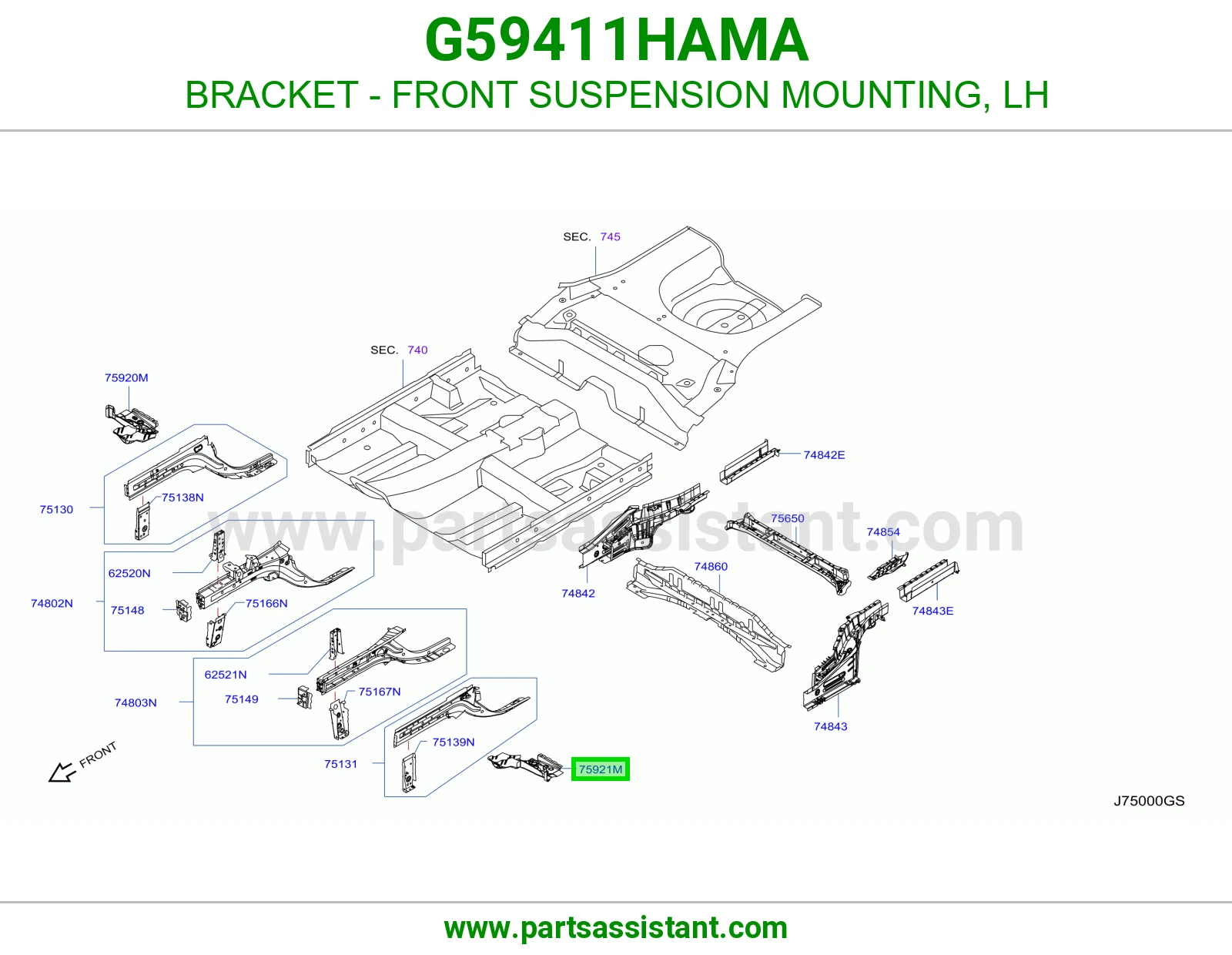 قاعدة عفشة أمامية يسار G59411HAMA