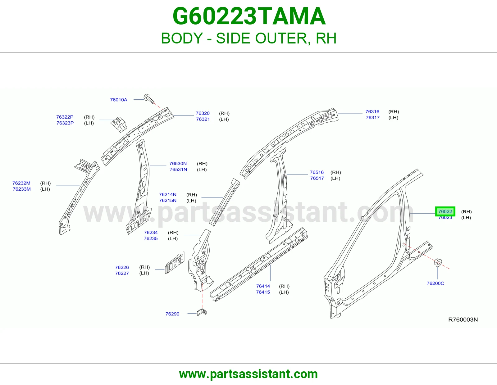 BODY - SIDE OUTER, RH G60223TAMA