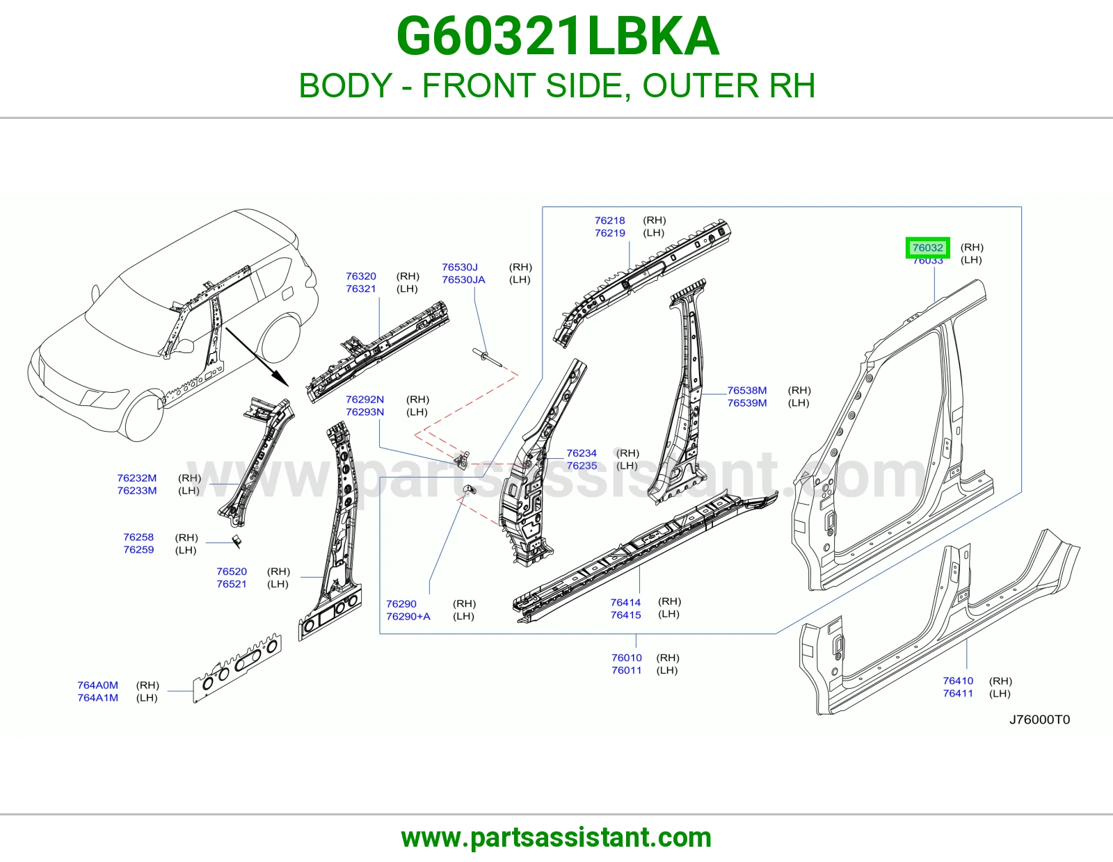 جرم جانب أمامي خارجي يمين G60321LBKA