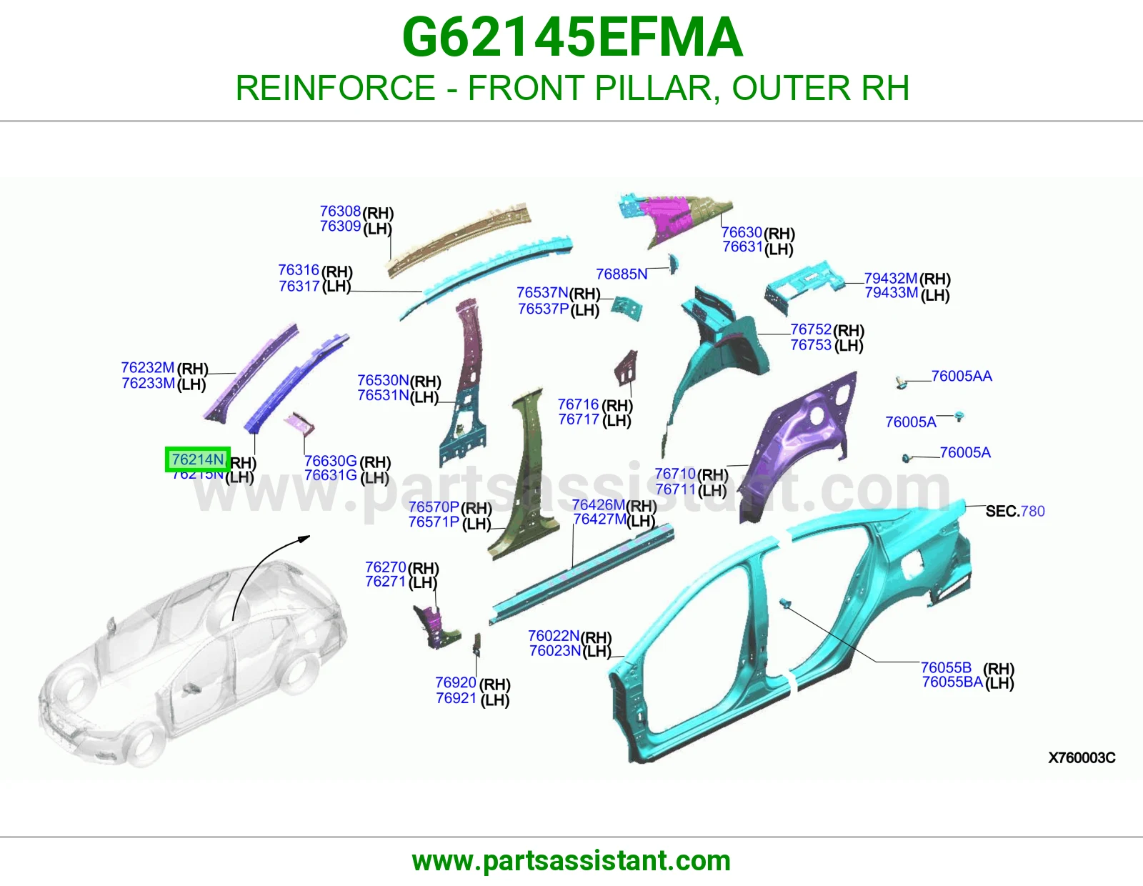 تقوية عمود أمامي خارجي يمين G62145EFMA