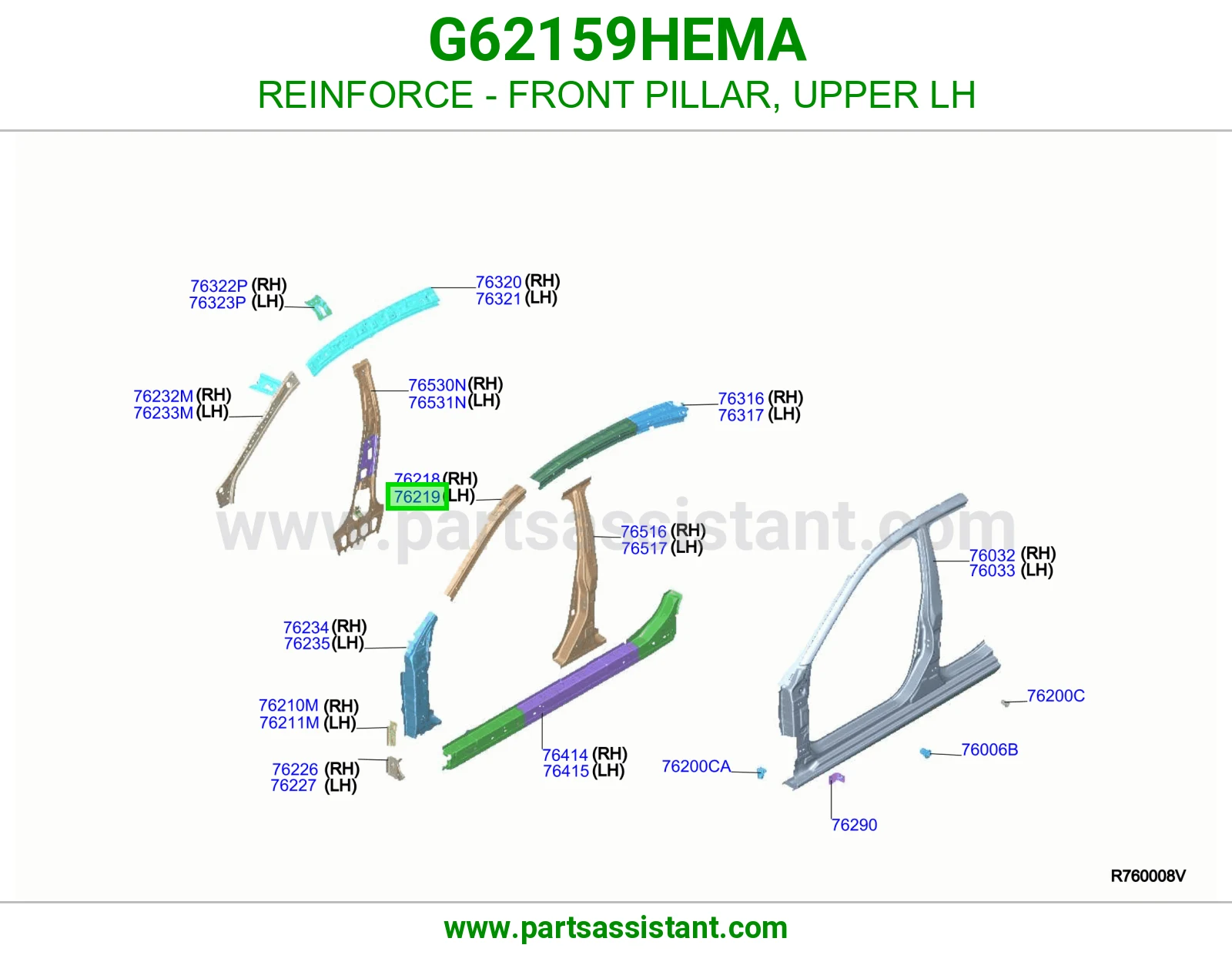 تقوية عمود أمامي فوق يسار G62159HEMA