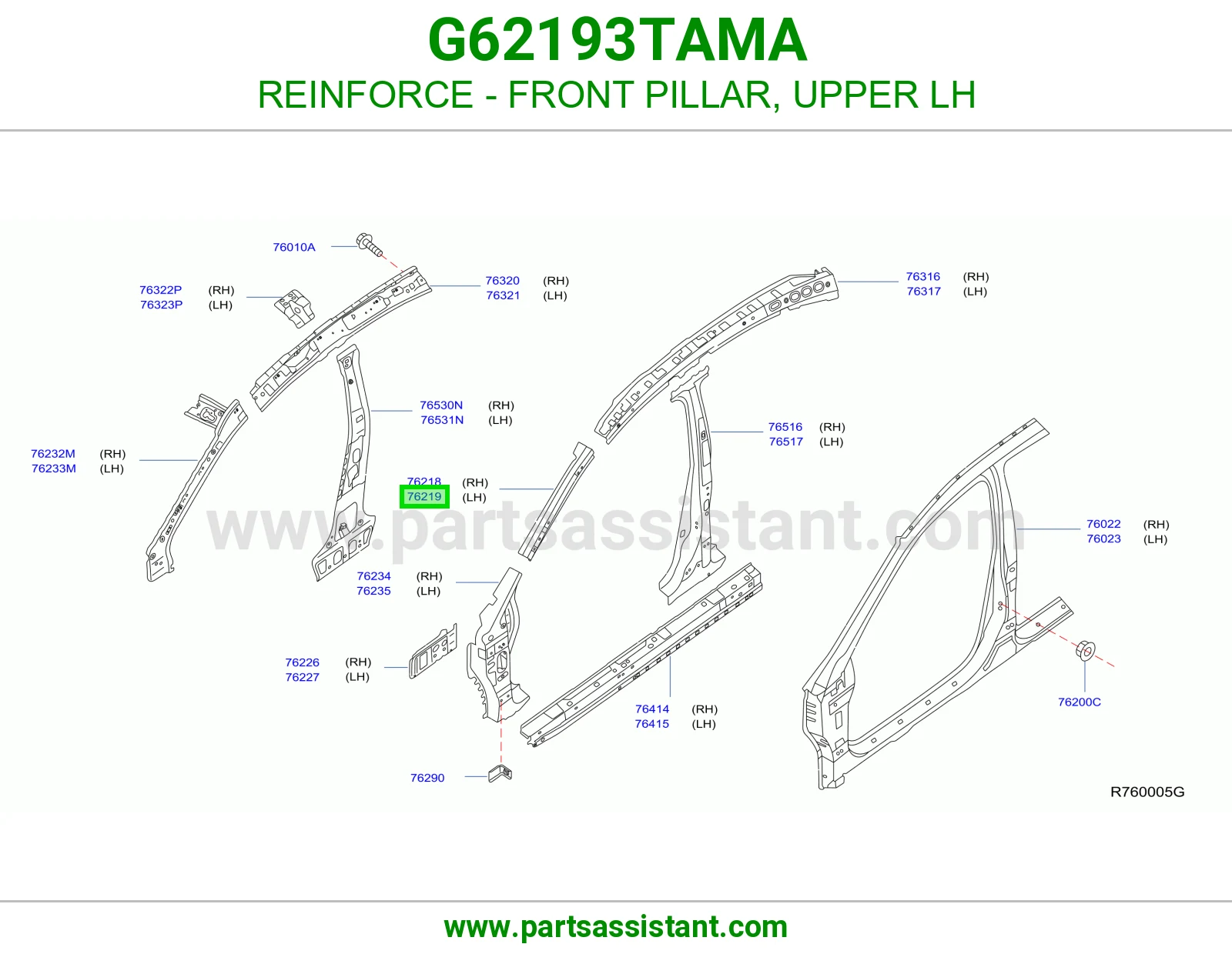 تقوية عمود أمامي فوق يسار G62193TAMA