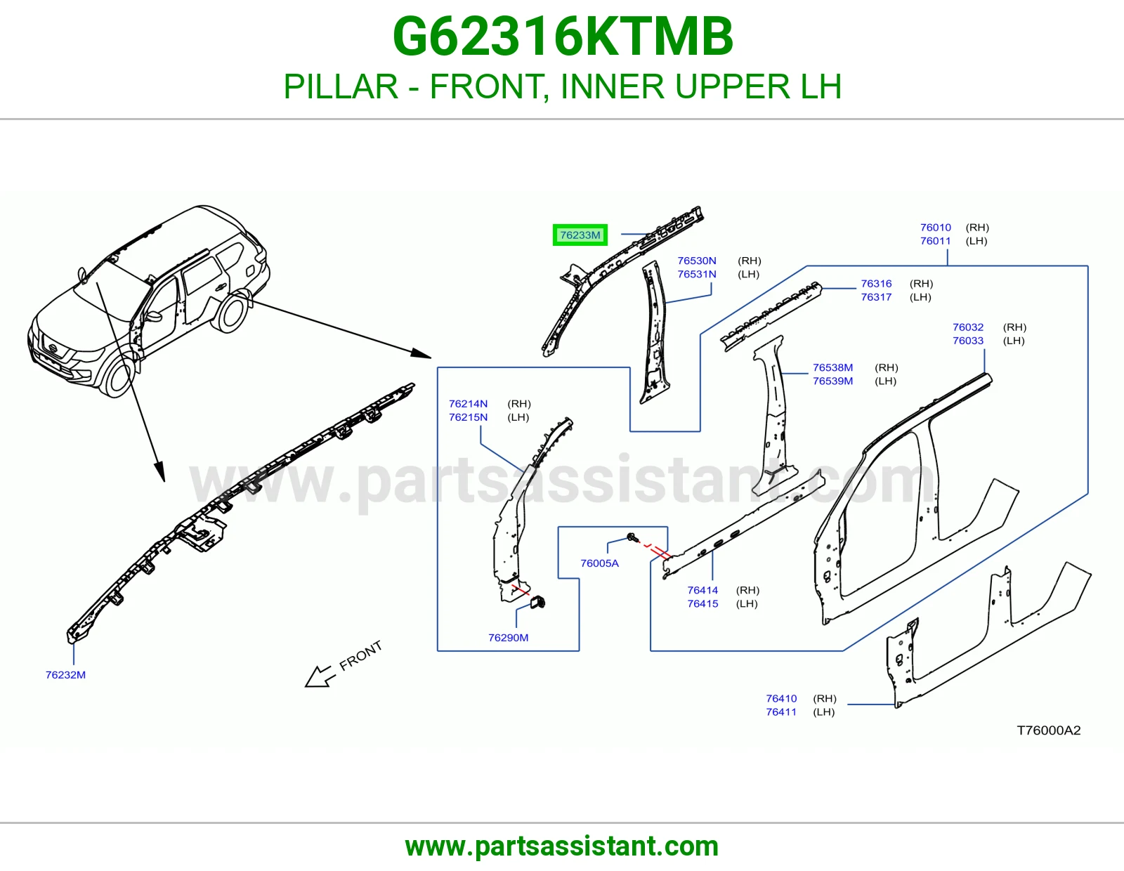 عمود أمامي يسار داخلي فوق G62316KTMB