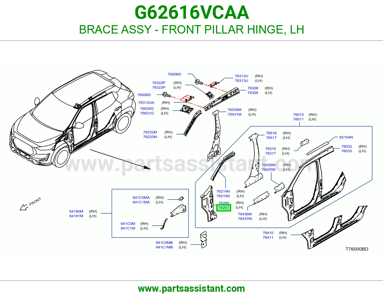 تقوية مفصلة عمود أمامي يسار كاملة G62616VCAA