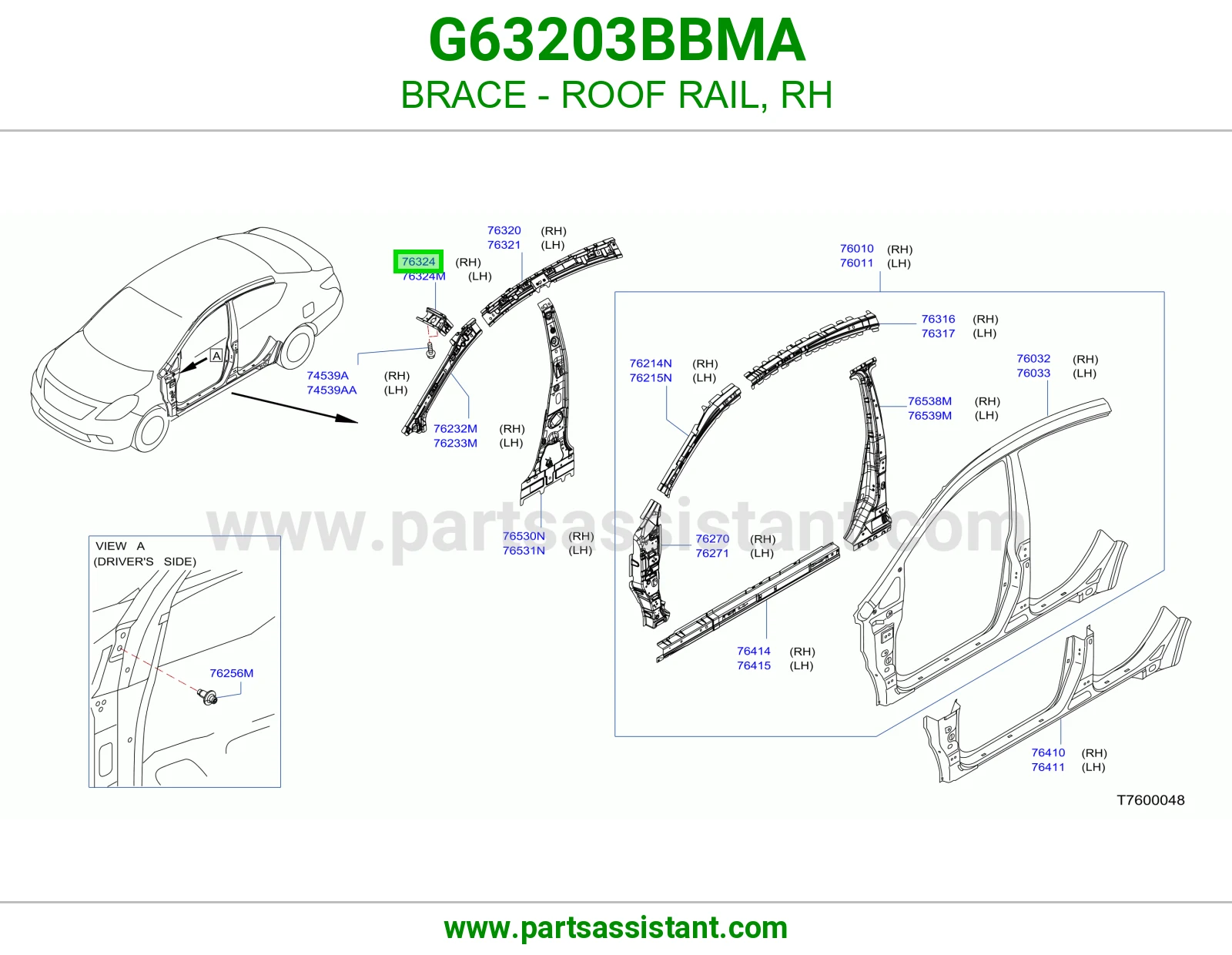 تقوية عارضة سقف يمين G63203BBMA