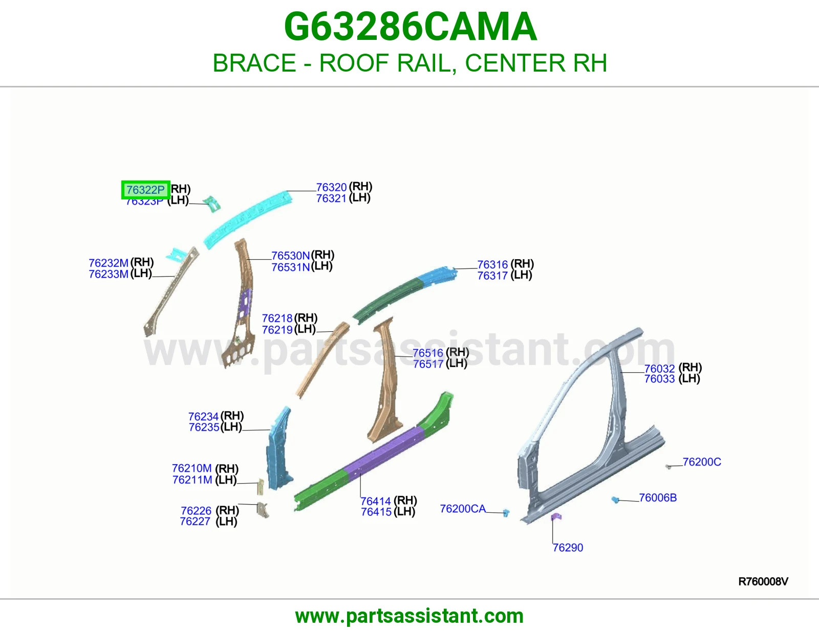 تقوية عارضة سقف وسط يمين G63286CAMA
