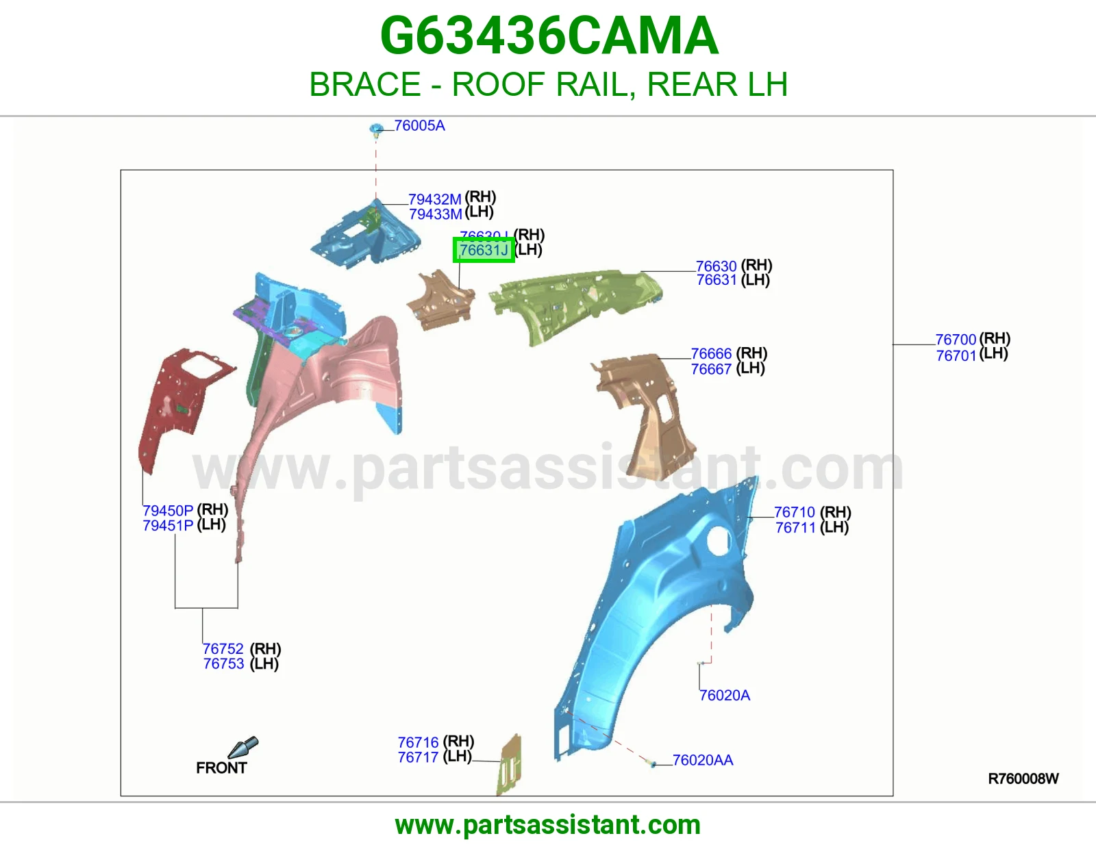 تقوية عارضة سقف خلفي يسار G63436CAMA