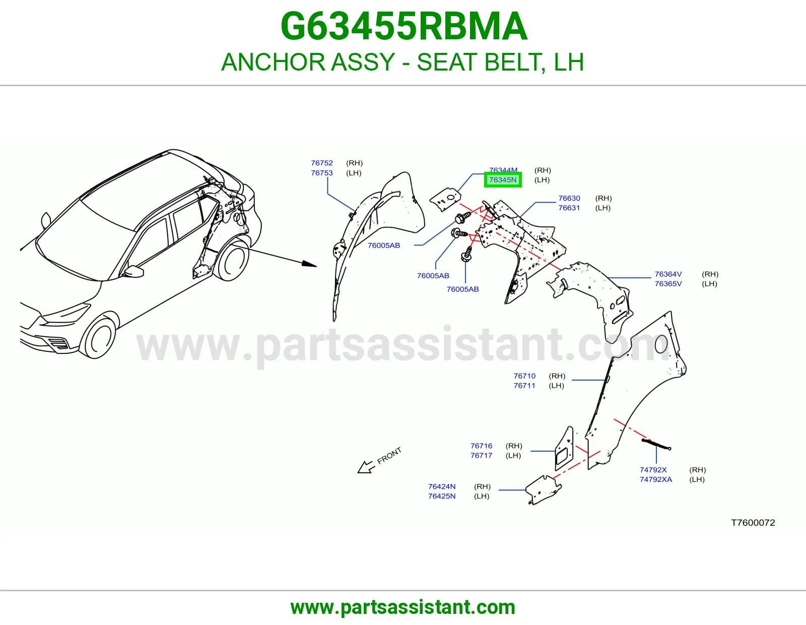 قاعدة تثبيت حزام أمان يسار كاملة G63455RBMA