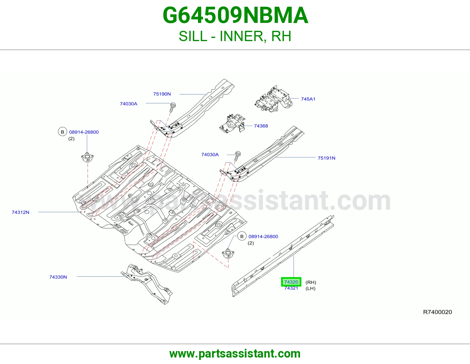 SILL - INNER, RH G64509NBMA