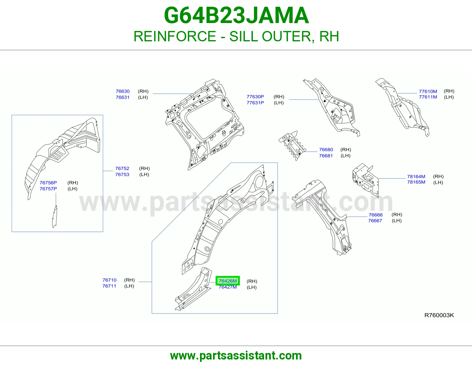 تقوية سمكة خارجي يمين G64B23JAMA