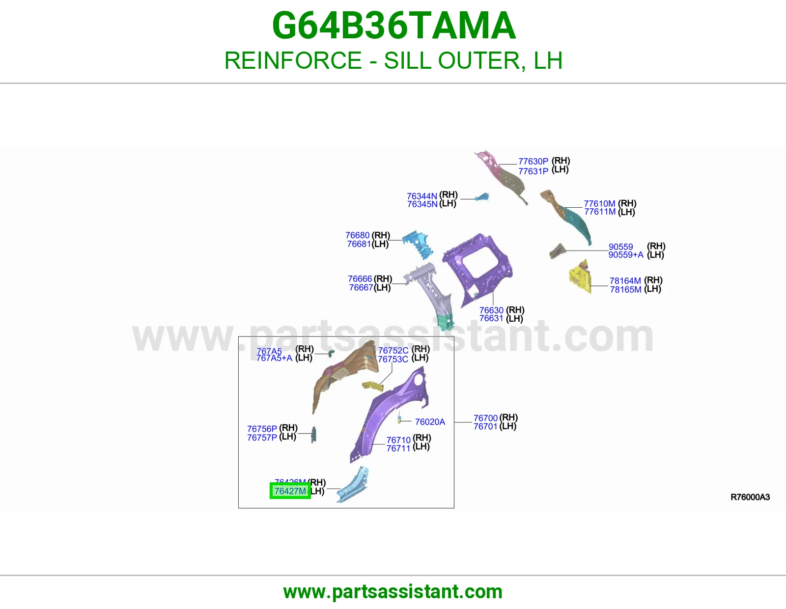 تقوية سمكة خارجي يسار G64B36TAMA