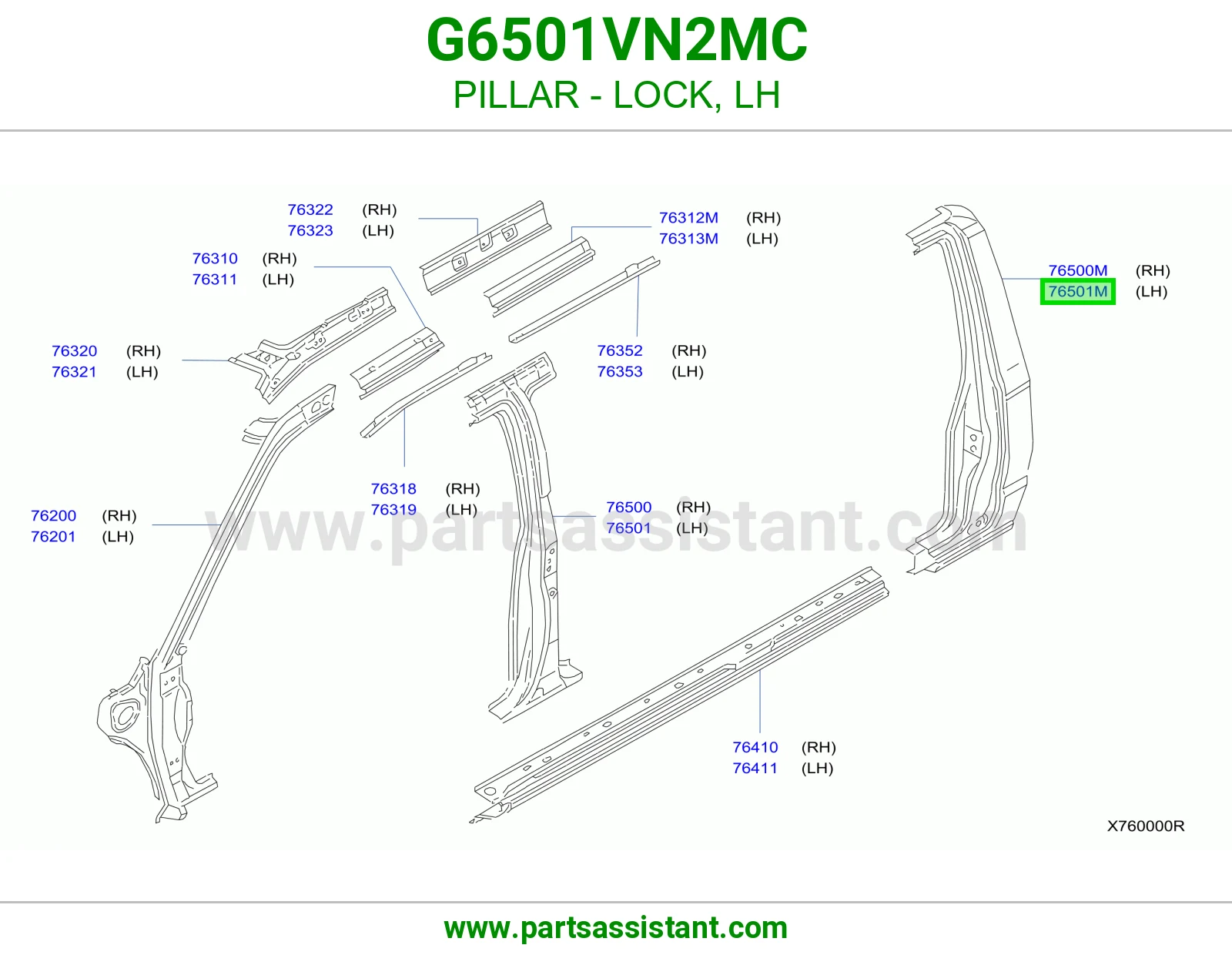 عمود قفل يسار G6501VN2MC