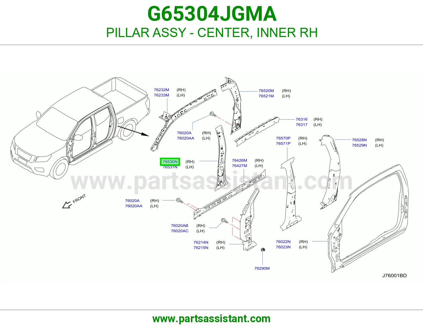 عمود وسط داخلي يمين كامل G65304JGMA