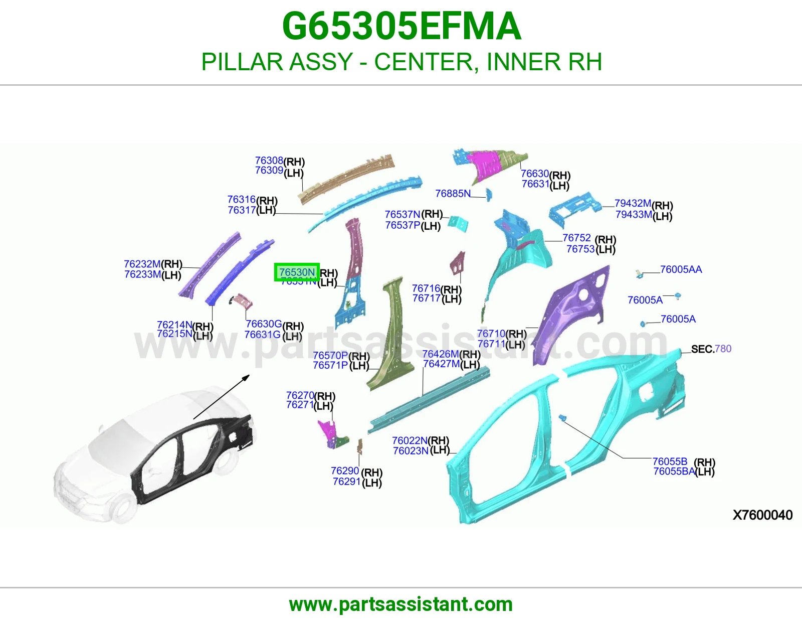 عمود وسط داخلي يمين كامل G65305EFMA
