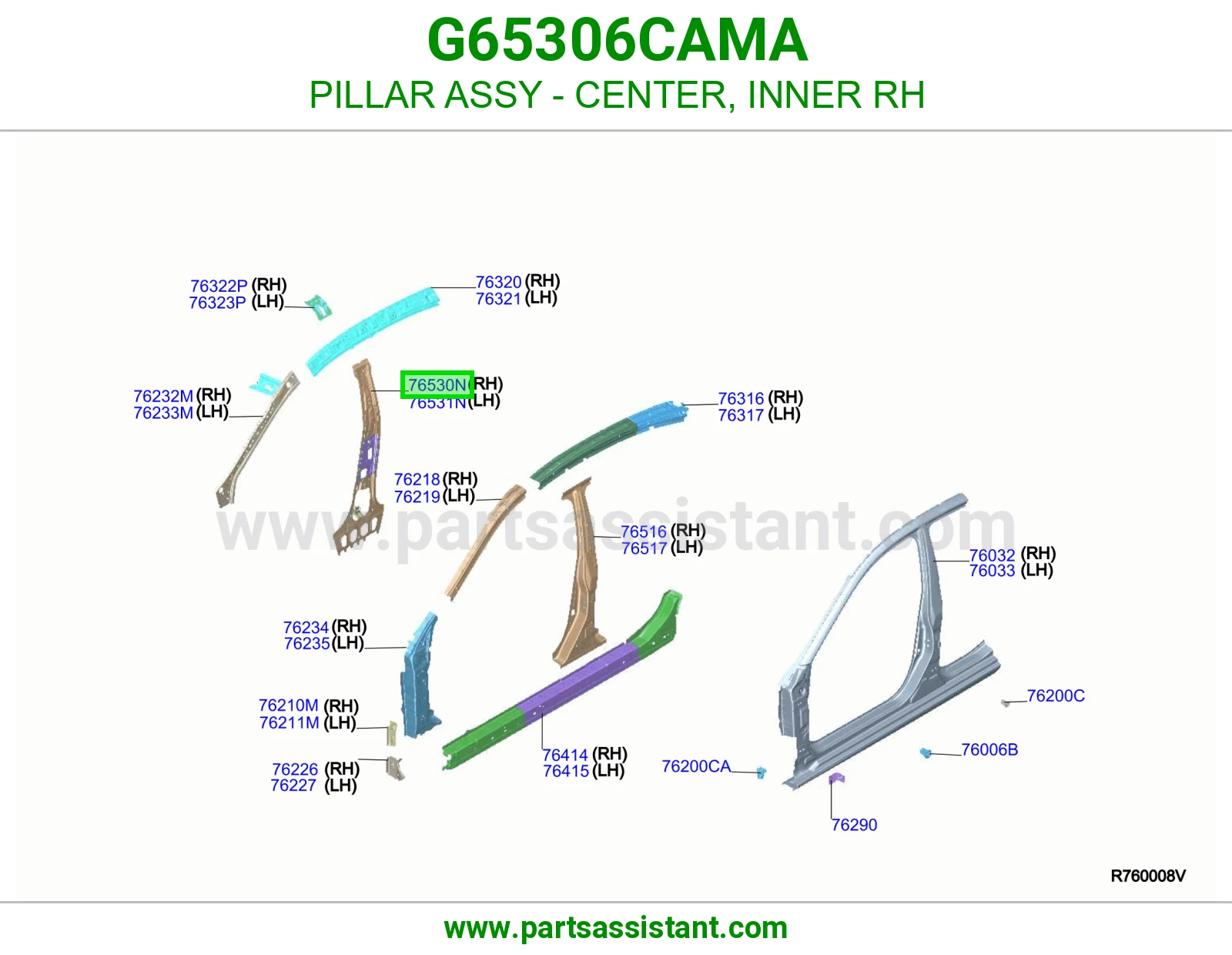 عمود وسط داخلي يمين كامل G65306CAMA