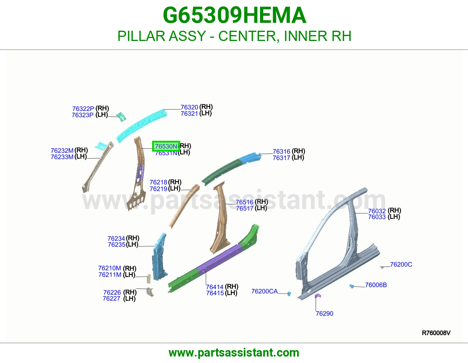 عمود وسط داخلي يمين كامل G65309HEMA