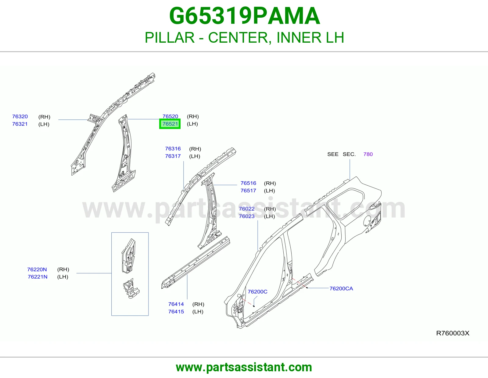 عمود وسط داخلي يسار G65319PAMA