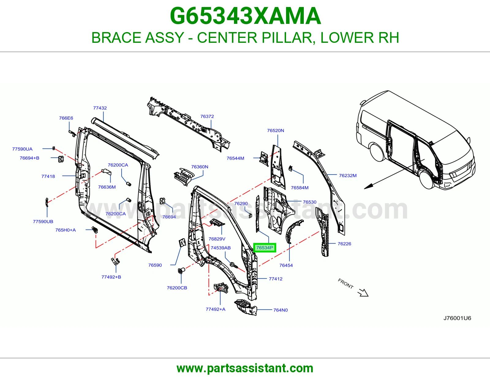 تقوية عمود وسط تحت يمين كاملة G65343XAMA