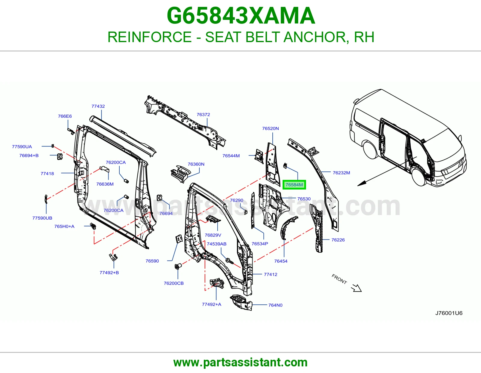 تقوية قاعدة حزام أمان يمين G65843XAMA