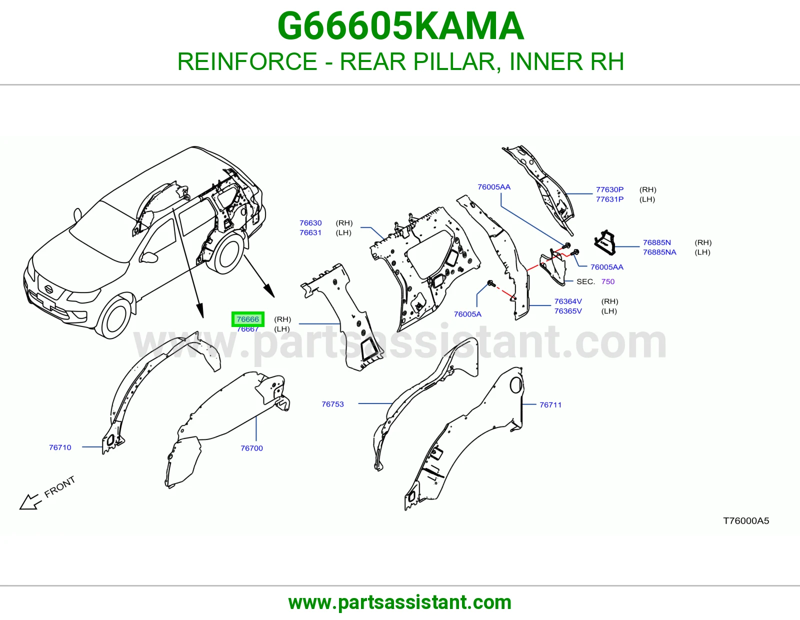 تقوية عمود خلفي داخلي يمين G66605KAMA