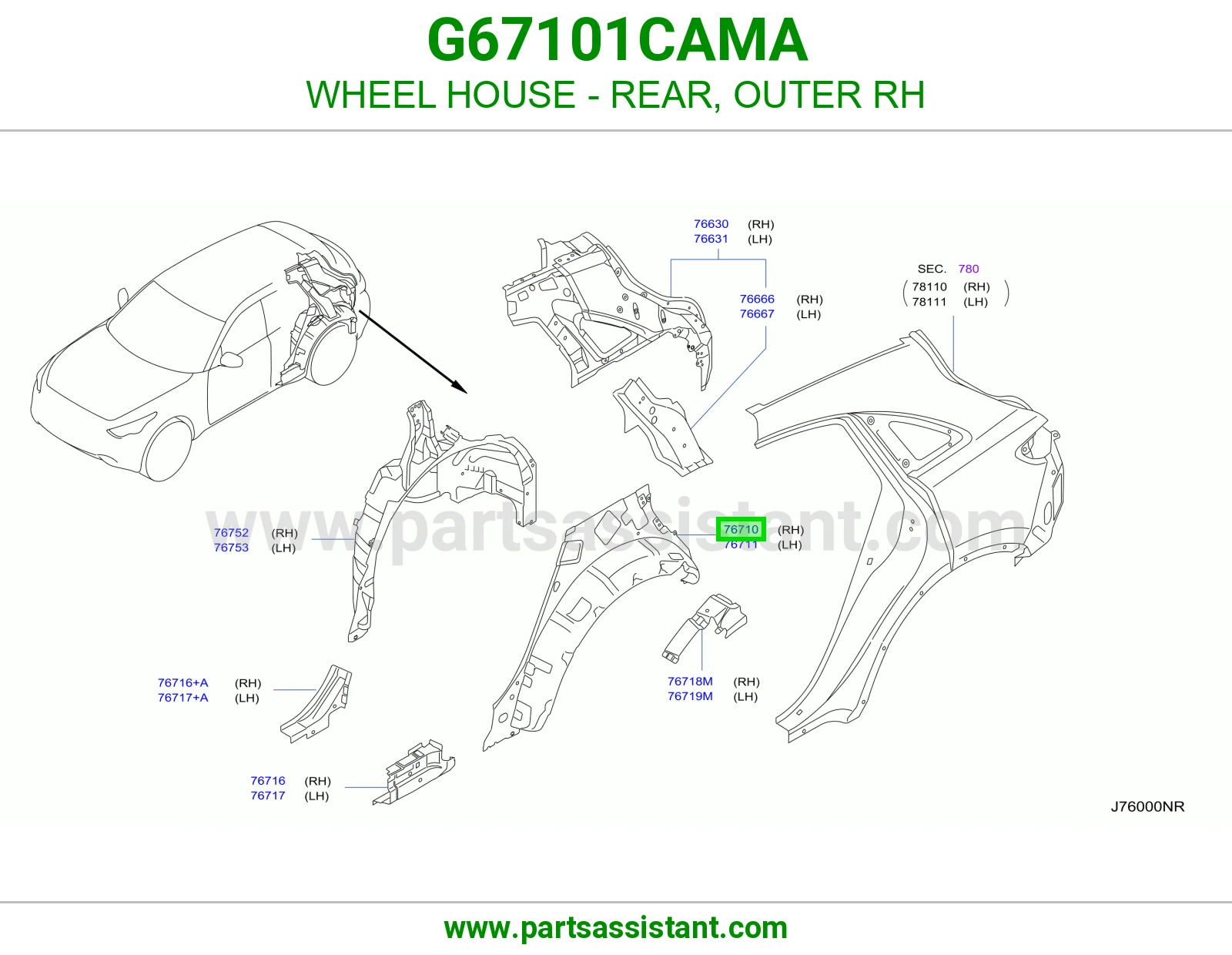 بيت كفر خلفي خارجي يمين G67101CAMA