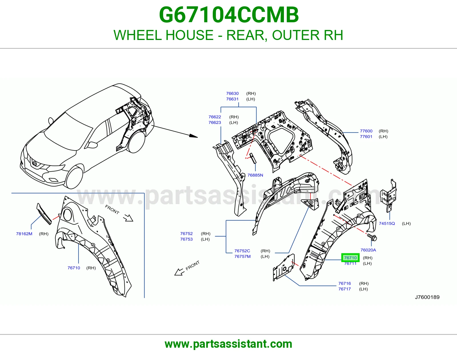 بيت كفر خلفي خارجي يمين G67104CCMB