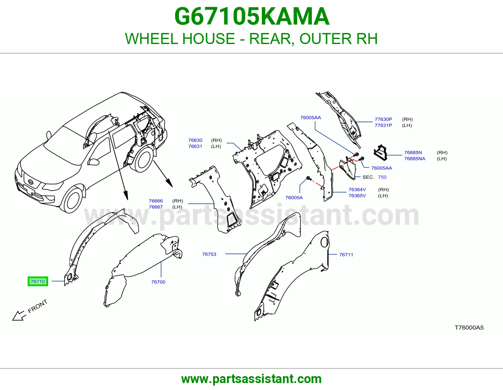 بيت كفر خلفي خارجي يمين G67105KAMA