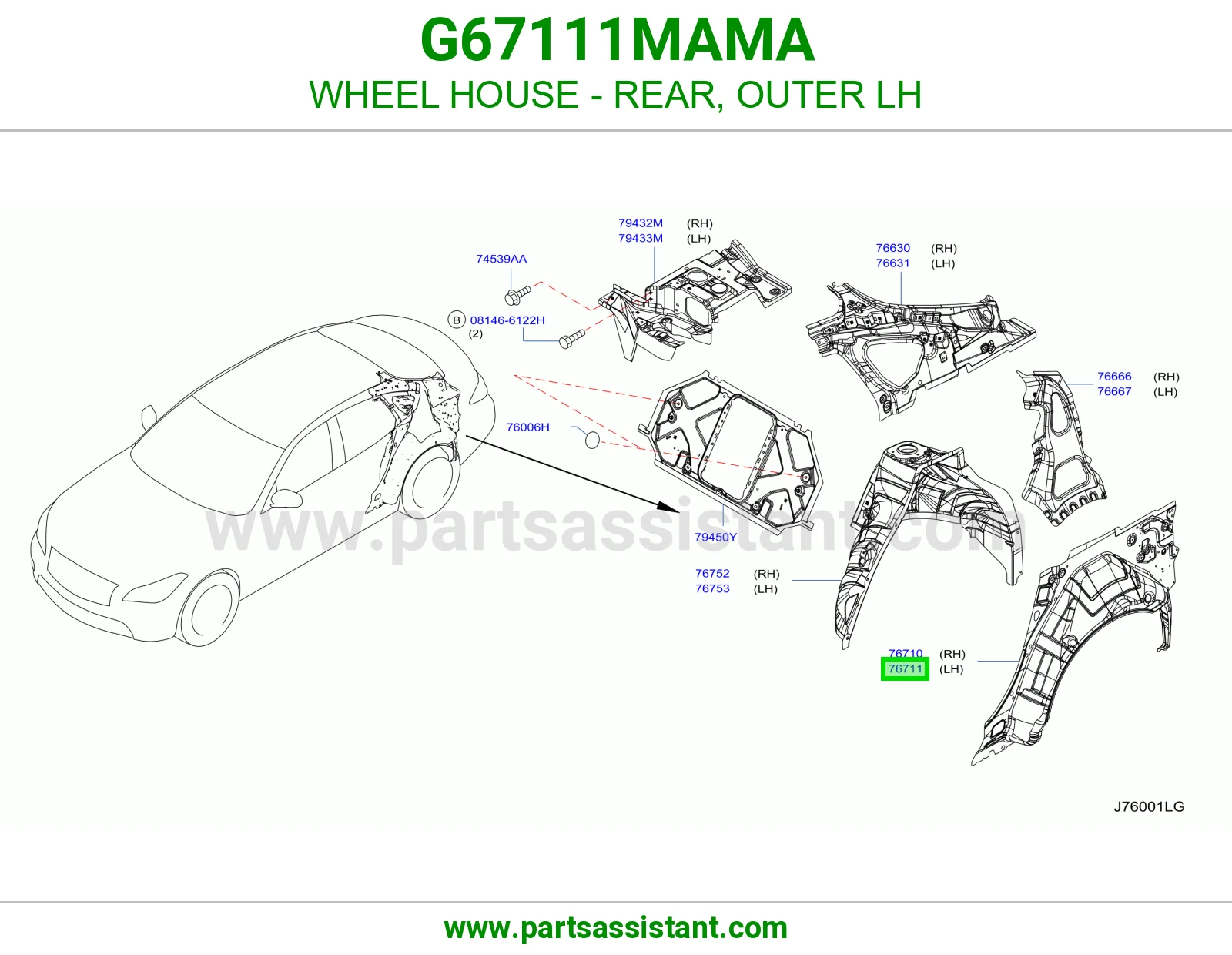 بيت كفر خلفي خارجي يسار G67111MAMA