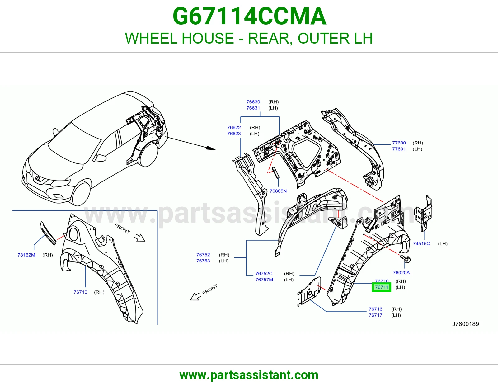 بيت كفر خلفي خارجي يسار G67114CCMA