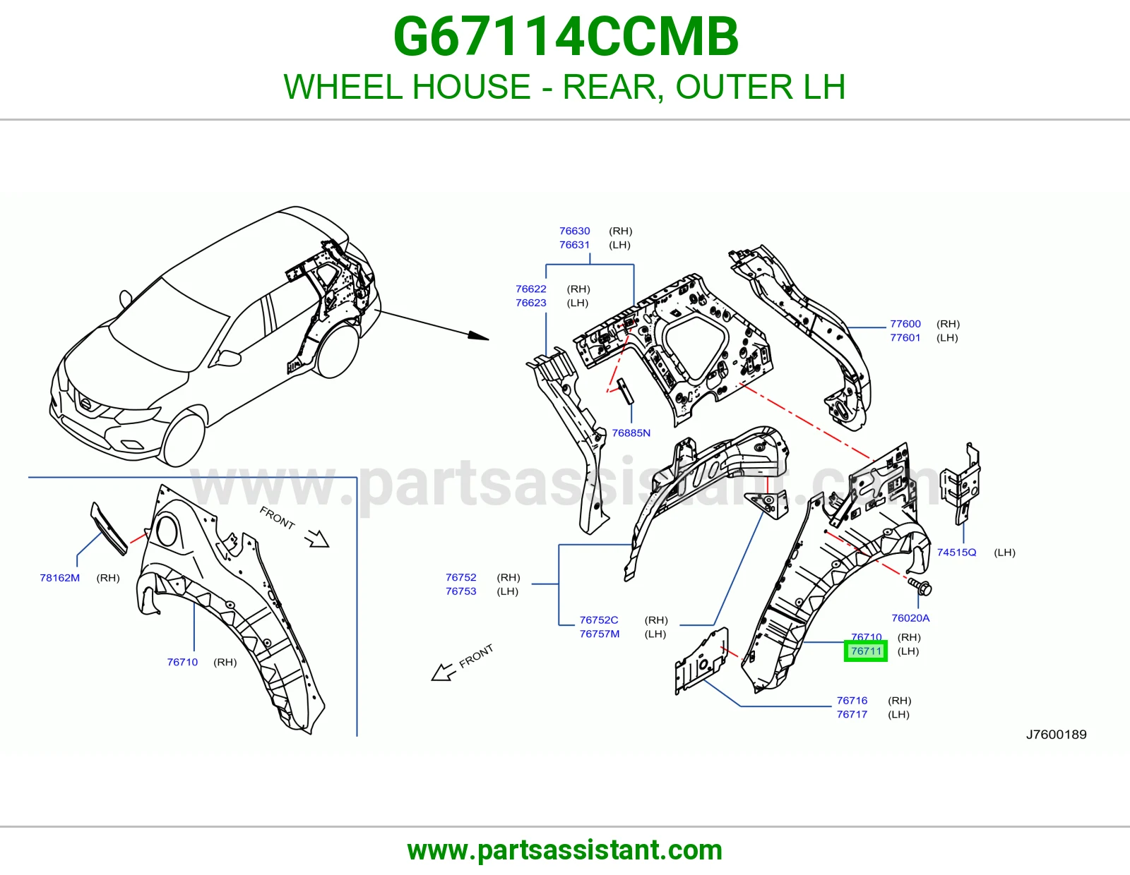 بيت كفر خلفي خارجي يسار G67114CCMB