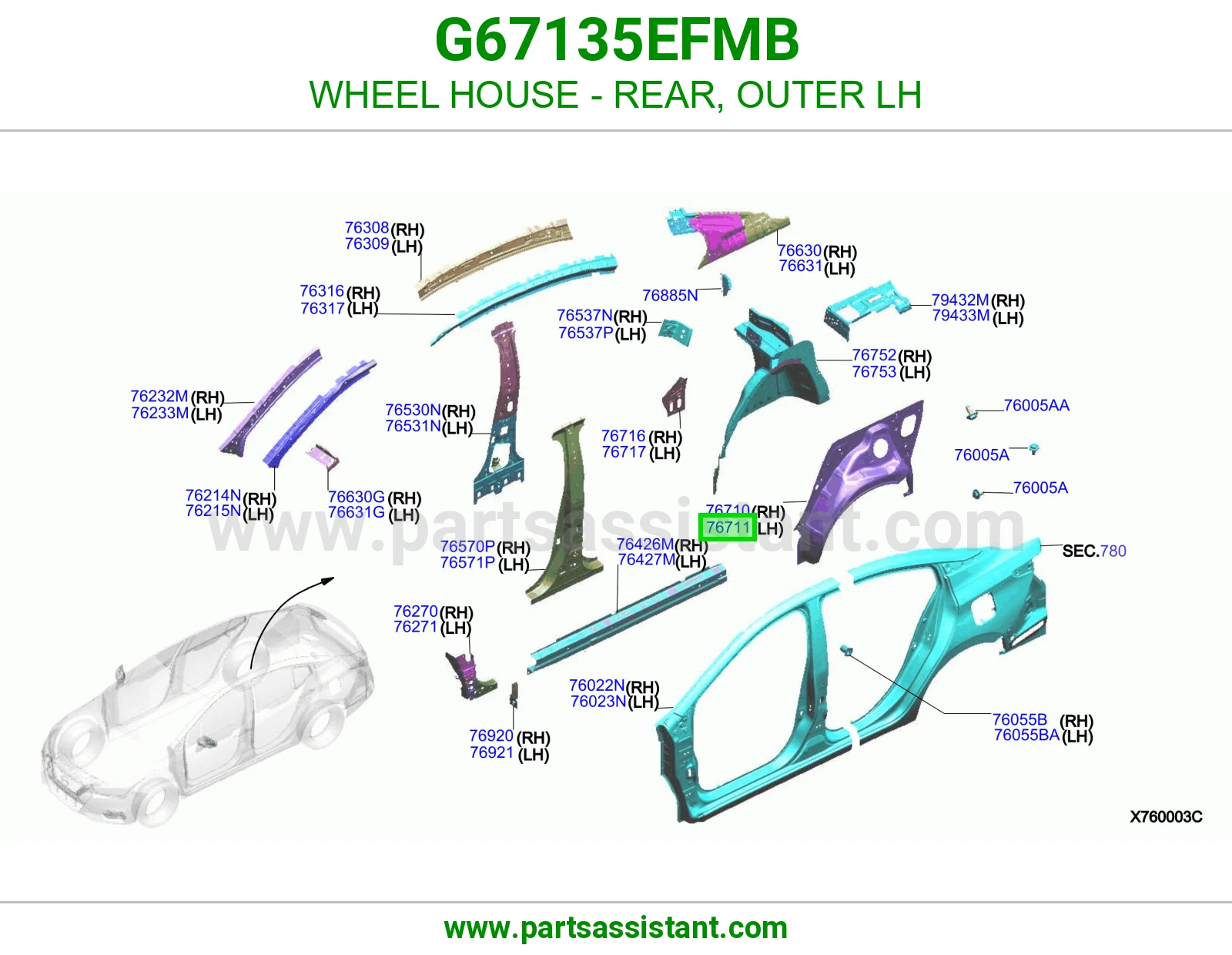 بيت كفر خلفي خارجي يسار G67135EFMB