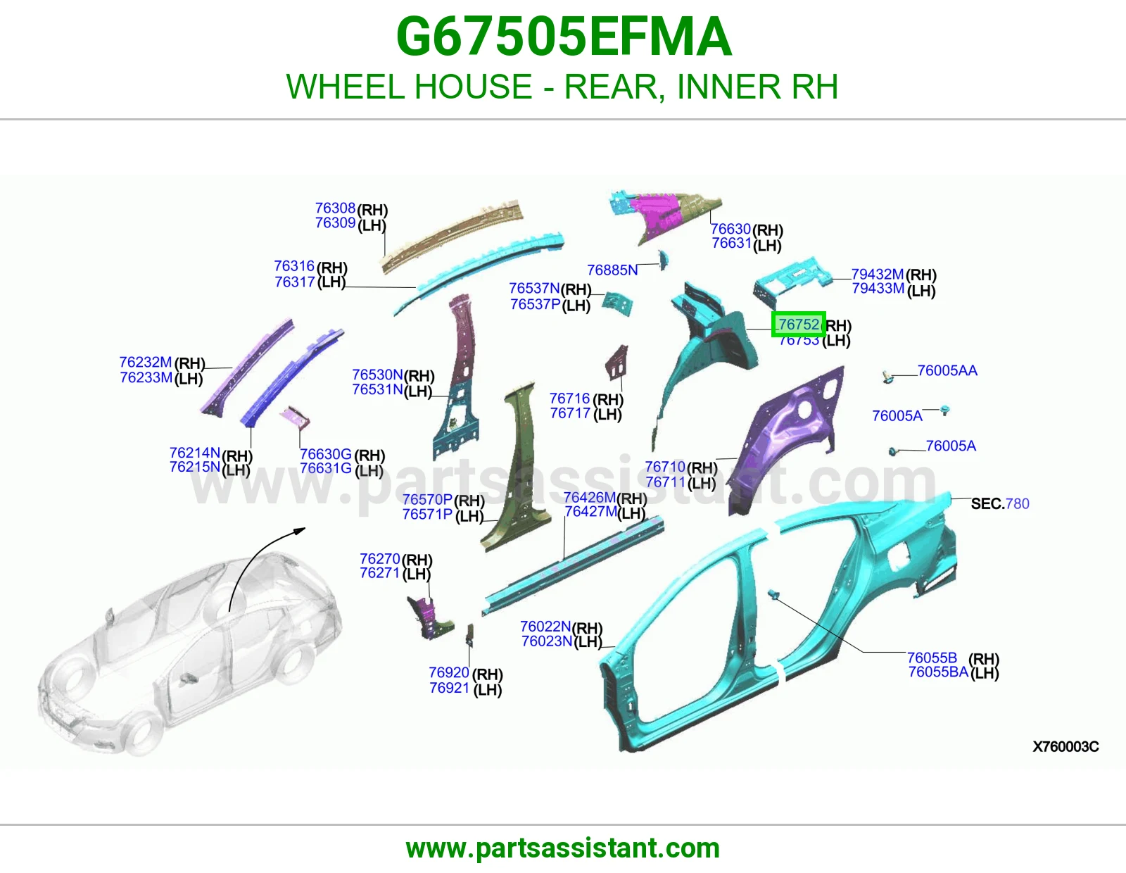 بيت كفر خلفي داخلي يمين G67505EFMA