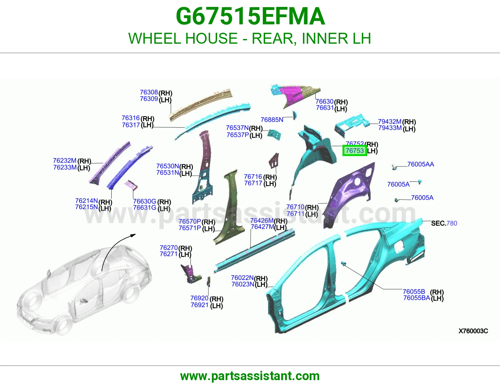 بيت كفر خلفي داخلي يسار G67515EFMA