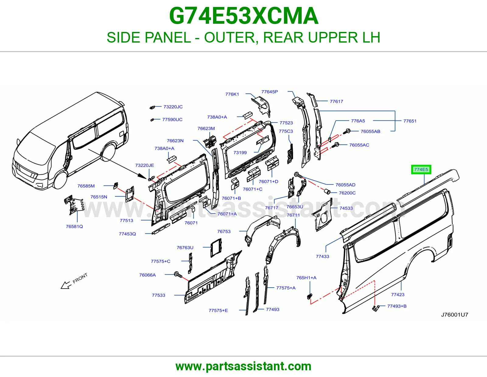 صاجة جانبية خارجي خلفي فوق يسار G74E53XCMA