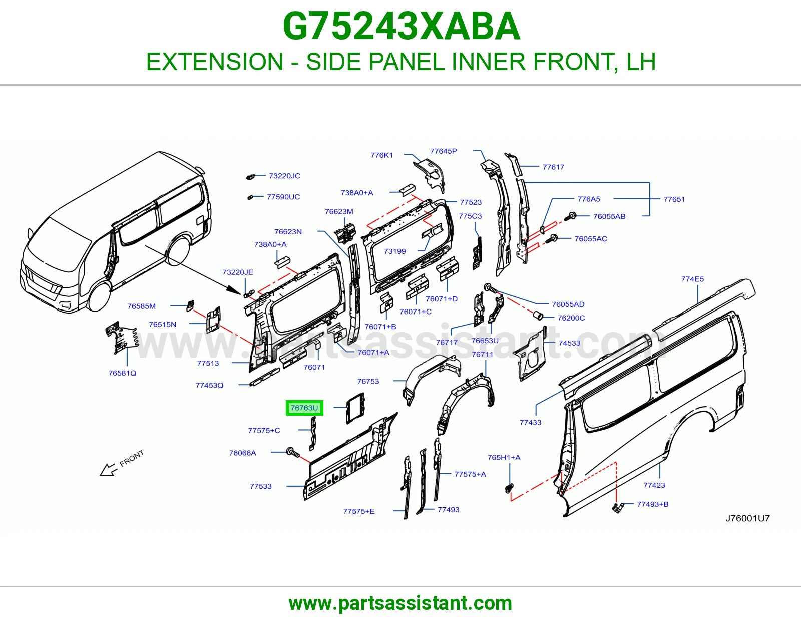 تكملة رفرف خلفي داخلي أمامي يسار G75243XABA