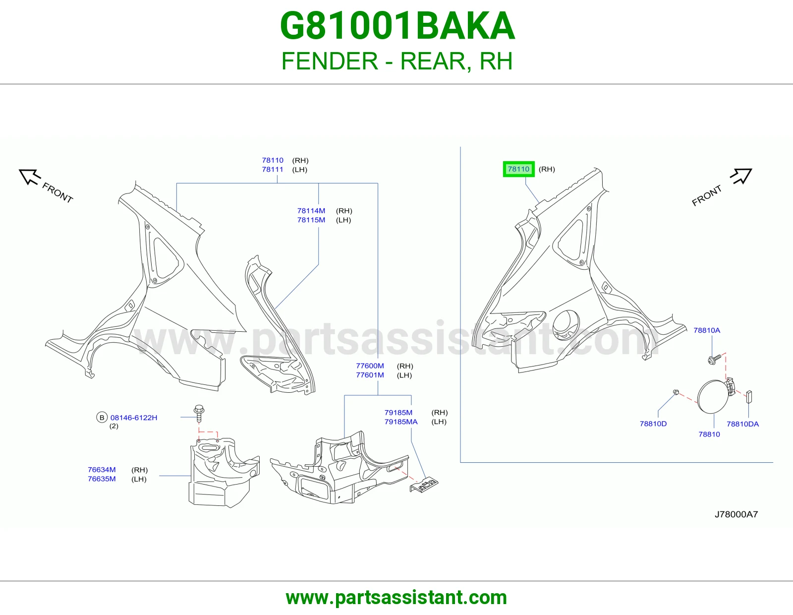رفرف خلفي يمين G81001BAKA