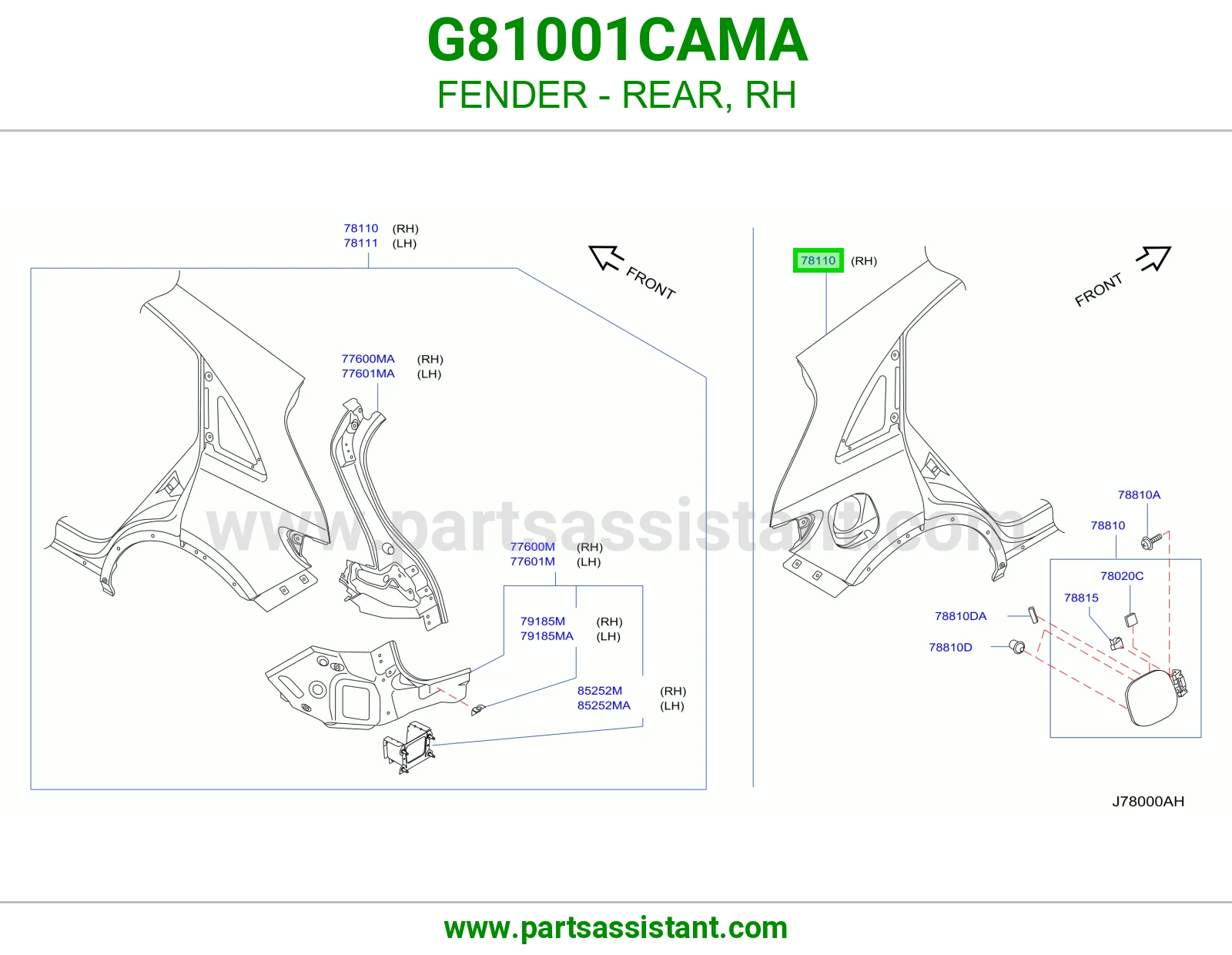 رفرف خلفي يمين G81001CAMA