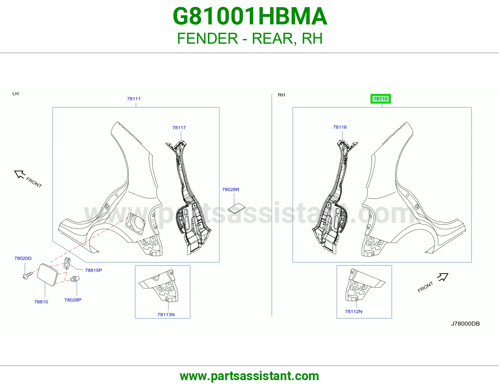 رفرف خلفي يمين G81001HBMA