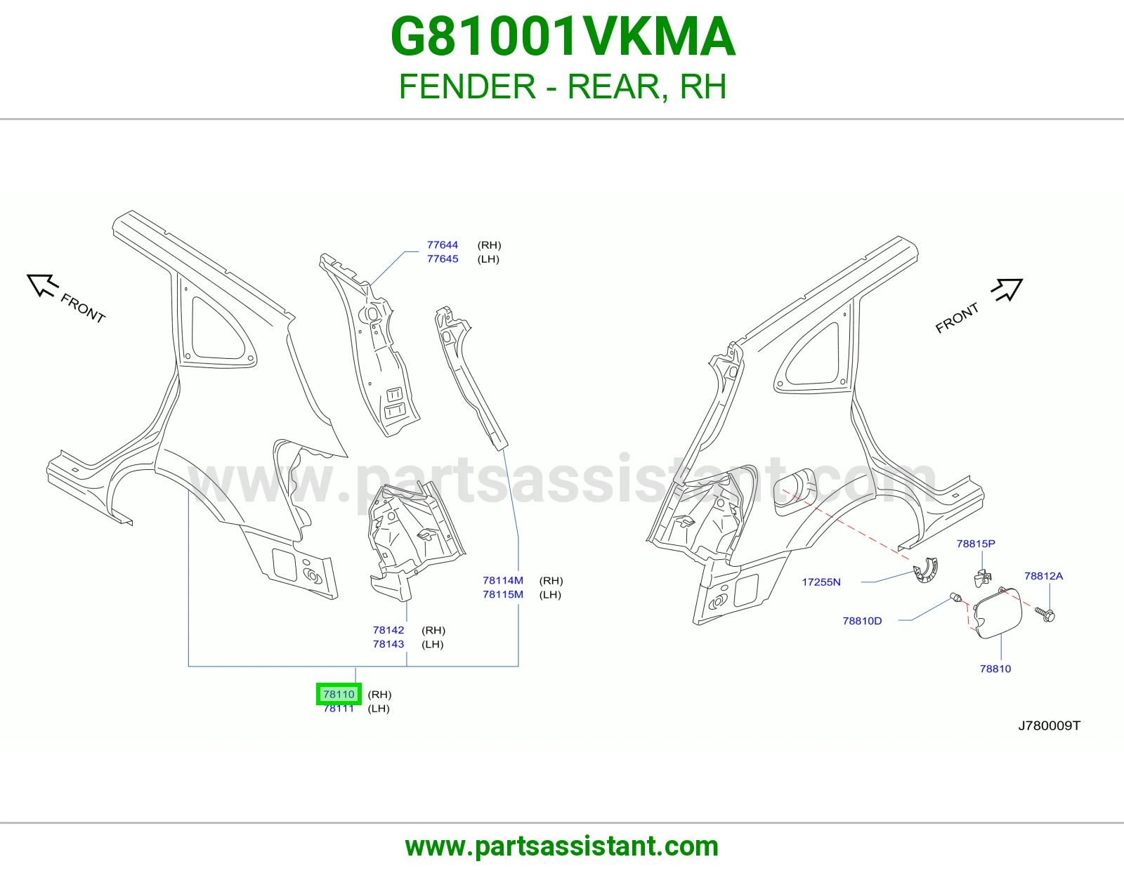 رفرف خلفي يمين G81001VKMA