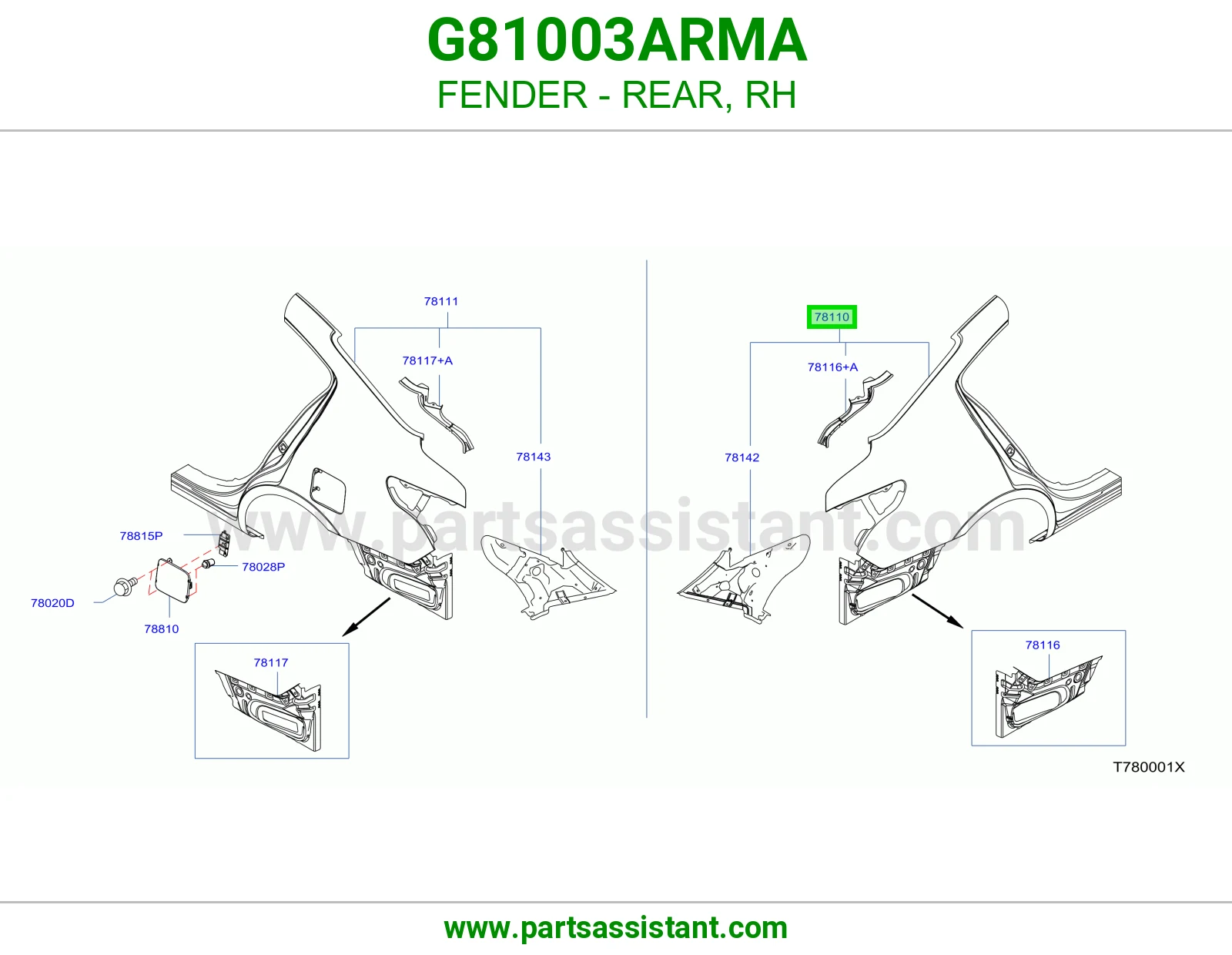 رفرف خلفي يمين G81003ARMA