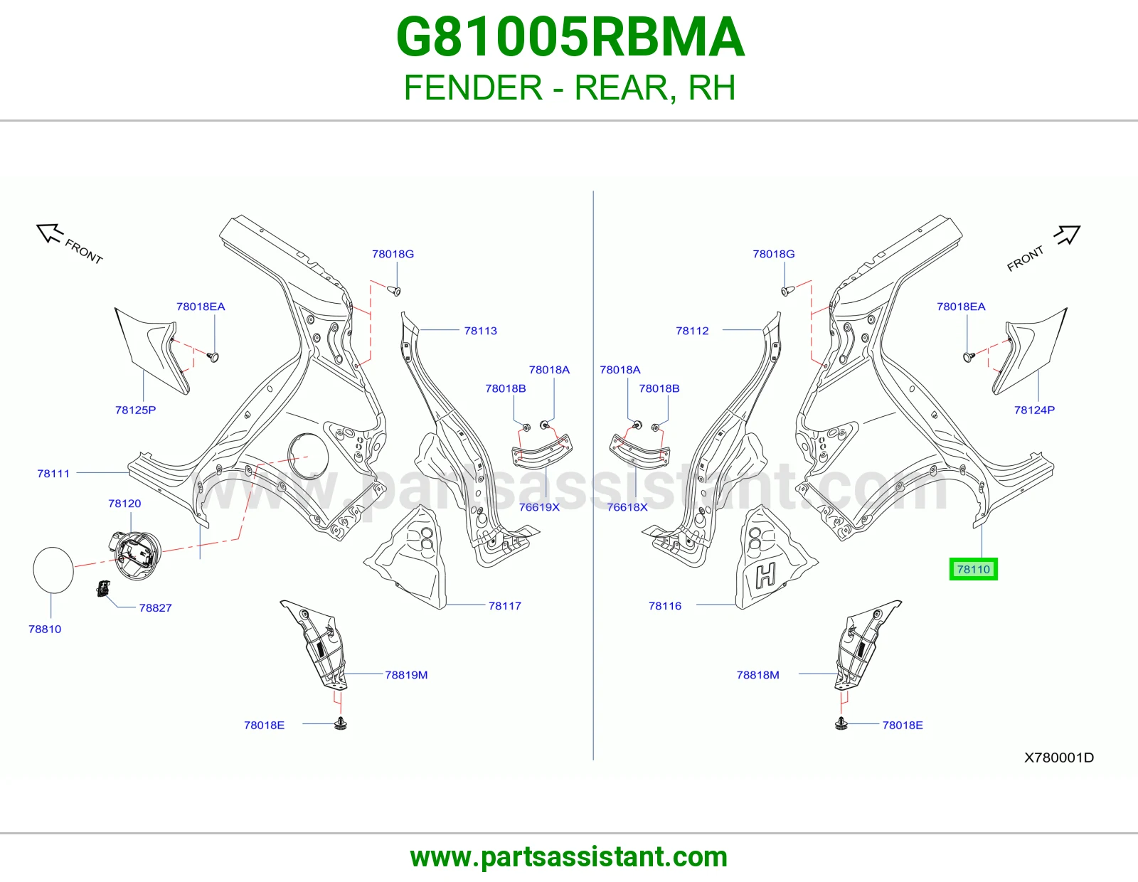 رفرف خلفي يمين G81005RBMA