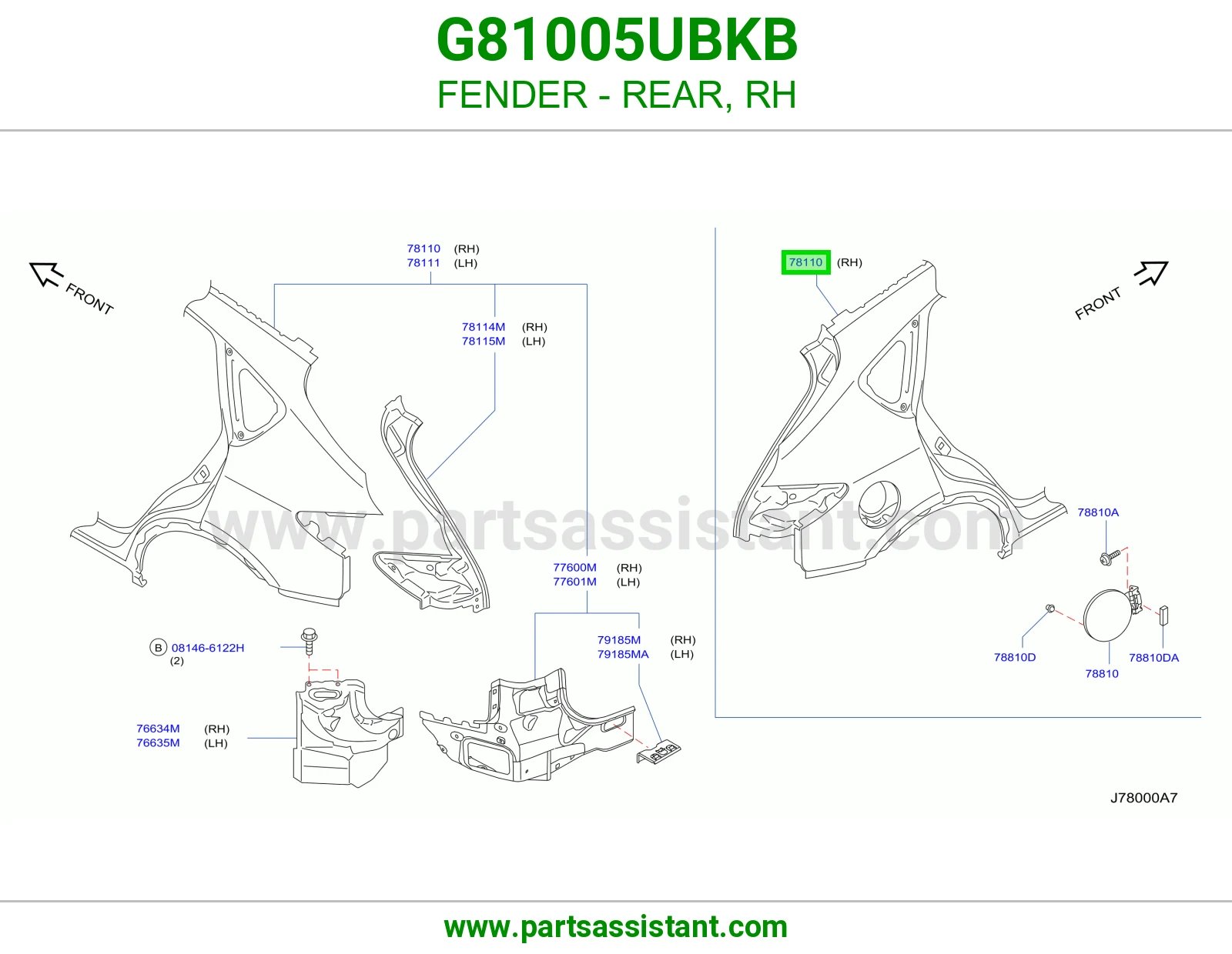 رفرف خلفي يمين G81005UBKB