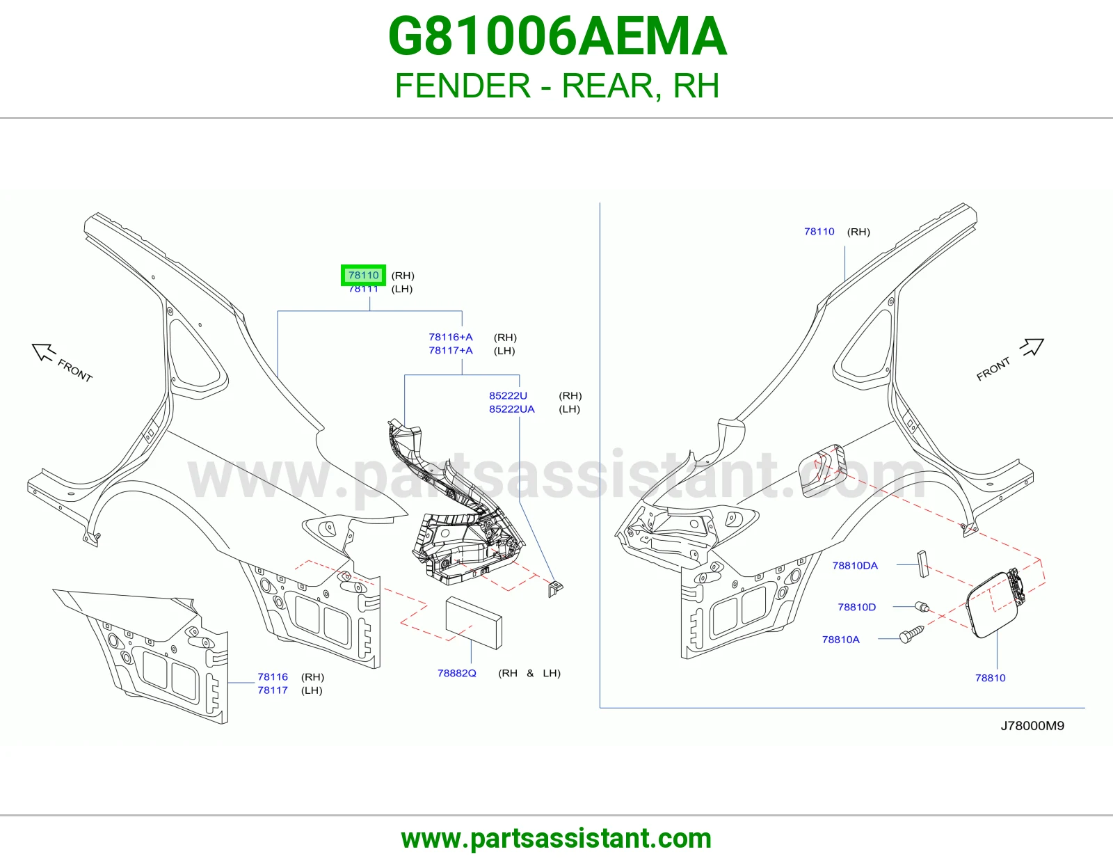 رفرف خلفي يمين G81006AEMA