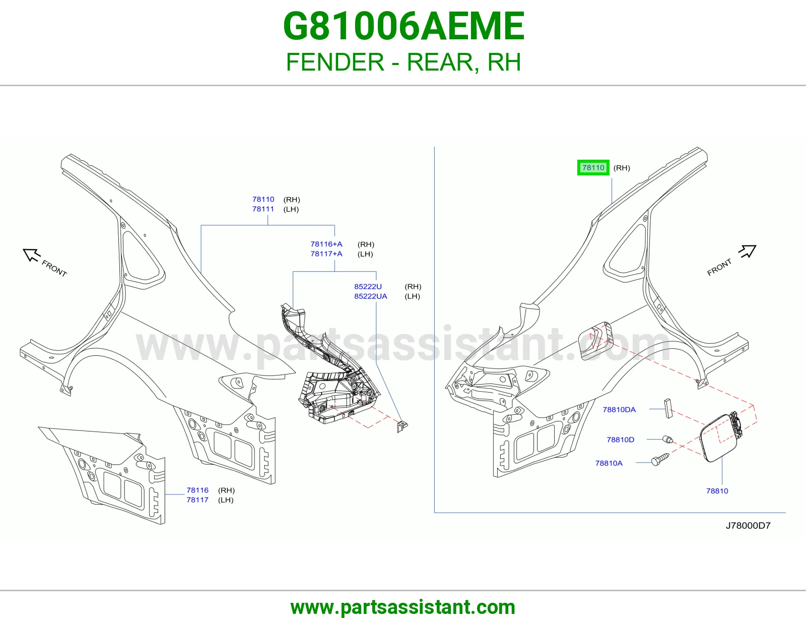 رفرف خلفي يمين G81006AEME