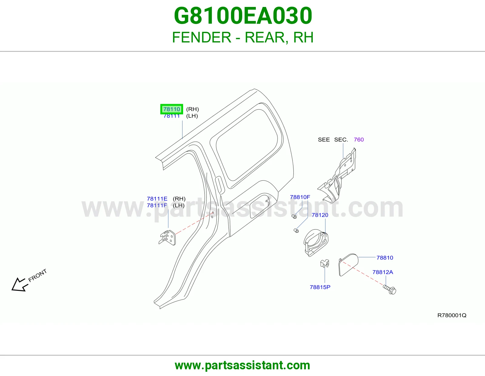 رفرف خلفي يمين G8100EA030