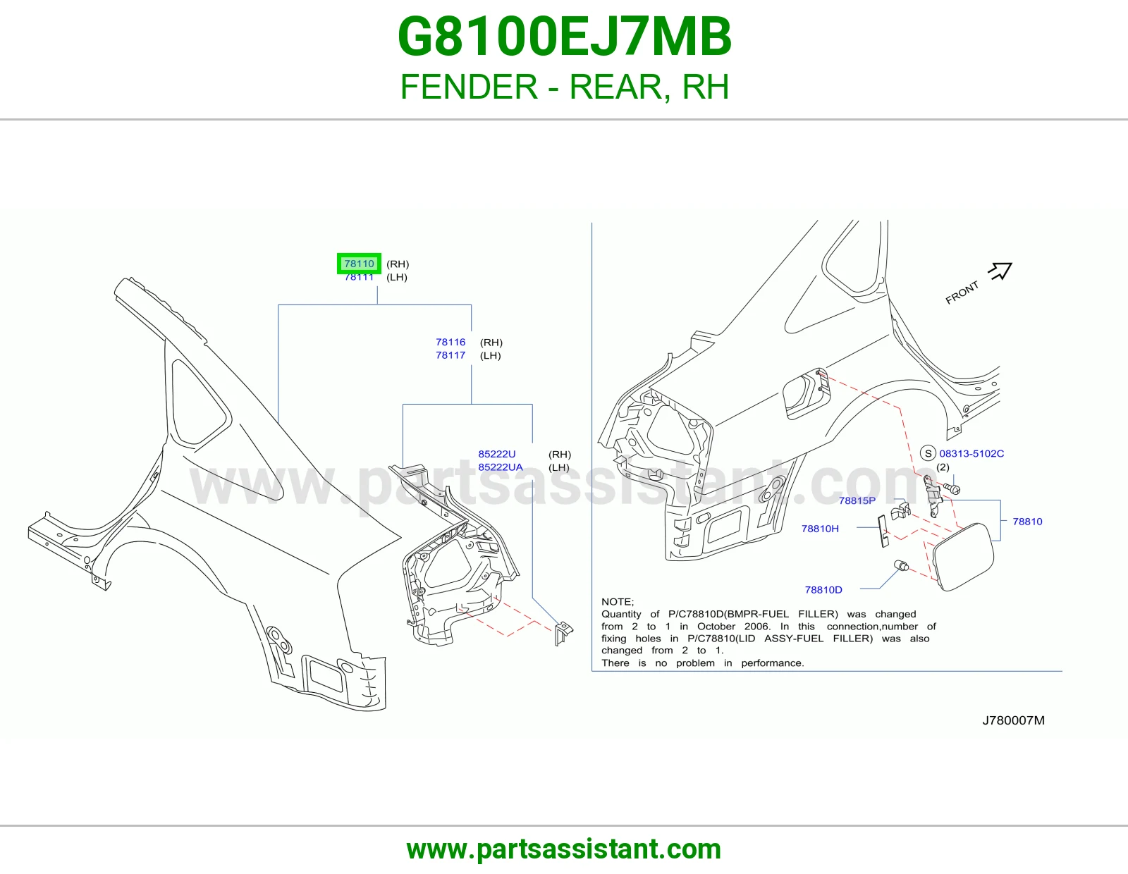 رفرف خلفي يمين G8100EJ7MB